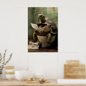 Funny Turtle Bathroom Print, Toilet Newspaper Art Poster (Keuken)