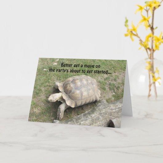 Funny Turtle Birthday Kaart (Gele Bloem)