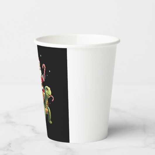 Funny Turtle Christmas Santa Riding Sea Turtle Xma Papieren Bekers (Links)