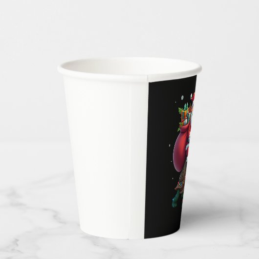 Funny Turtle Christmas Santa Riding Sea Turtle Xma Papieren Bekers (Rechts)