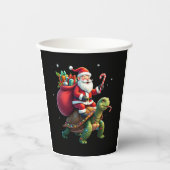 Funny Turtle Christmas Santa Riding Sea Turtle Xma Papieren Bekers (Voorkant)
