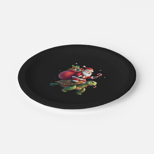 Funny Turtle Christmas Santa Riding Sea Turtle Xma Papieren Bordje (Gekanteld)