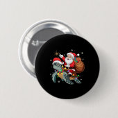 Funny Turtle Christmas Santa Riding Sea Turtle Xma Ronde Button 5,7 Cm (Voorkant /achterkant)