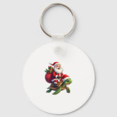 Funny Turtle Christmas Santa Riding Sea Turtle Xma Sleutelhanger (Voorkant)