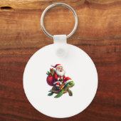 Funny Turtle Christmas Santa Riding Sea Turtle Xma Sleutelhanger (Voorkant)