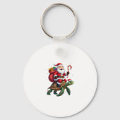 Funny Turtle Christmas Santa Riding Sea Turtle Xma Sleutelhanger (Voorkant)