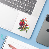Funny Turtle Christmas Santa Riding Sea Turtle Xma Sticker (Laptop met iPhone)