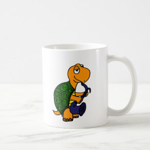 Funny Turtle die een saxofone speelt Koffiemok