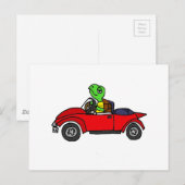 Funny Turtle Driving Red Convertible Car Briefkaart (Voorkant / Achterkant)
