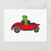 Funny Turtle Driving Red Convertible Car Briefkaart (Voorkant)