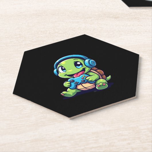 Funny Turtle Gamer Gaming Turtles Video Game (1) Kartonnen Onderzetters (Schuin)
