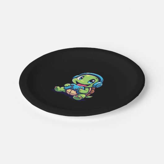 Funny Turtle Gamer Gaming Turtles Video Game (1) Papieren Bordje (Gekanteld)