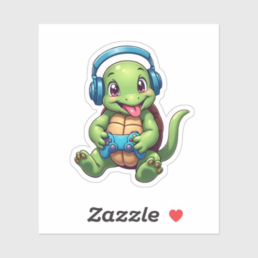 Funny Turtle Gamer Gaming Turtles Video Game (1) Sticker (Vel)