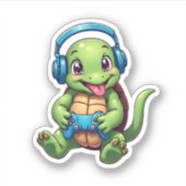 Funny Turtle Gamer Gaming Turtles Video Game (1) Sticker (Voorkant)