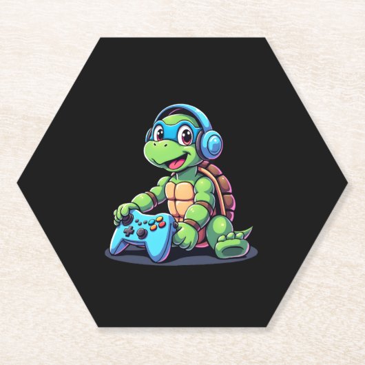Funny Turtle Gamer Gaming Turtles Video Game (2) Kartonnen Onderzetters (Voorkant)