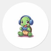 Funny Turtle Gamer Gaming Turtles Video Game (2) Ronde Sticker (Voorkant)