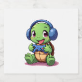 Funny Turtle Gamer Gaming Turtles Video Game (2) Sparkling Wijnetiket (Enkel label)