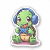 Funny Turtle Gamer Gaming Turtles Video Game (2) Sticker (Voorkant)