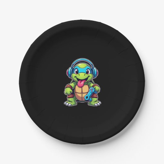 Funny Turtle Gamer Gaming Turtles Video Game (4) Papieren Bordje (Voorkant)