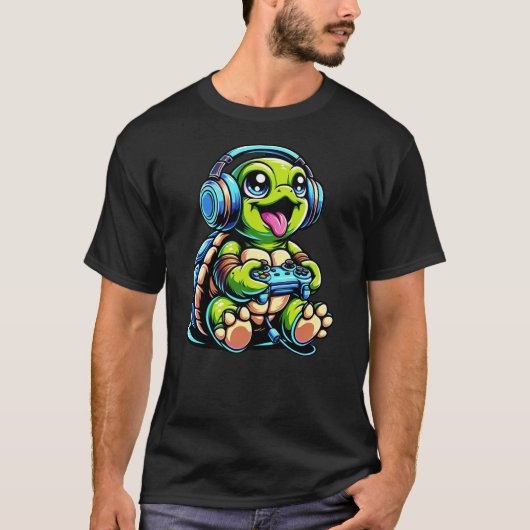 Funny Turtle Gamer Gaming Turtles Video Game T-shirt (Voorkant)
