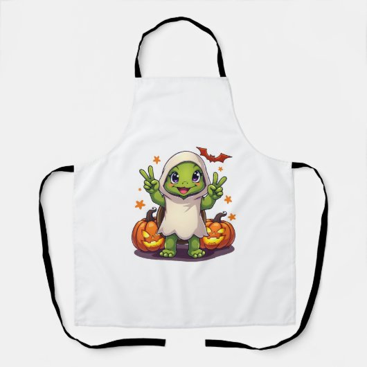 Funny Turtle Ghost Pumpkin Boo Halloween Kids Here Schort (Voorkant)