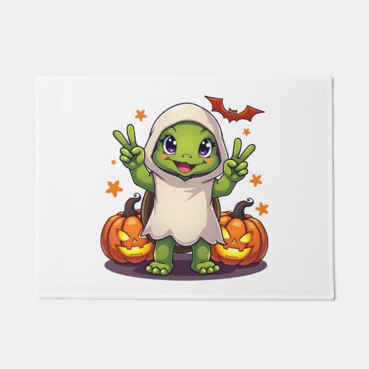 Funny Turtle Ghost Pumpkin Boo Halloween Kids Mens Deurmat (Voorkant)