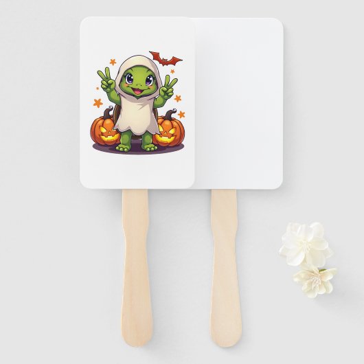 Funny Turtle Ghost Pumpkin Boo Halloween Kids Mens Handwaaier (Voorkant en achterkant)