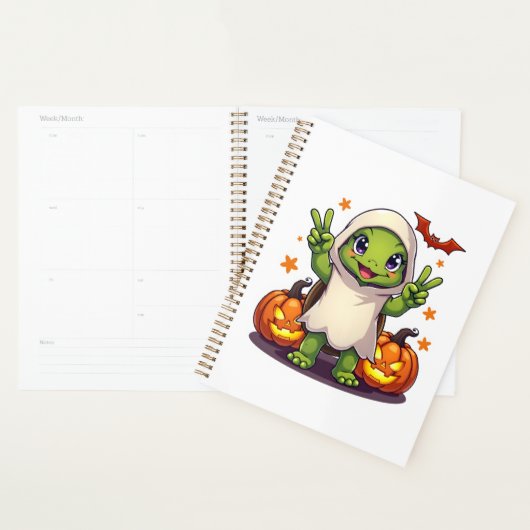 Funny Turtle Ghost Pumpkin Boo Halloween Kids Mens Planner (Display)
