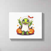 Funny Turtle Ghost Pumpkin Boo Halloween Kinder Ma Canvas Afdruk (Voorkant)