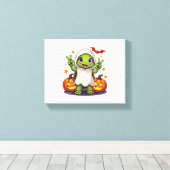 Funny Turtle Ghost Pumpkin Boo Halloween Kinder Ma Canvas Afdruk (Insitu (Houten vloer))