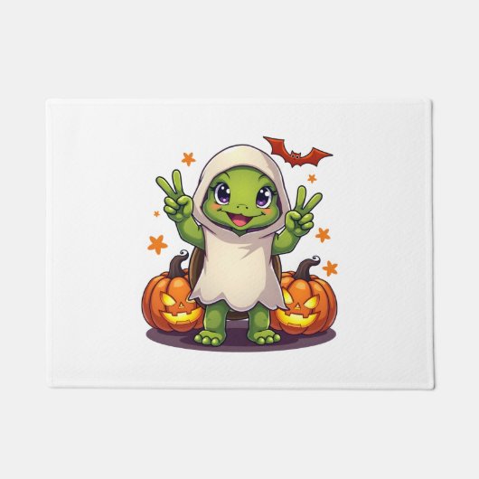 Funny Turtle Ghost Pumpkin Boo Halloween Kinder Ma Deurmat (Voorkant)