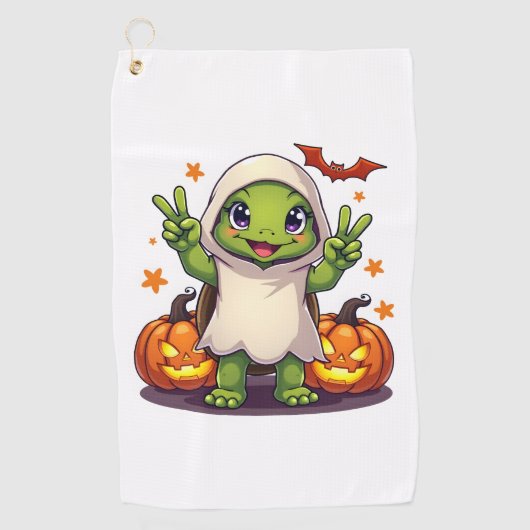 Funny Turtle Ghost Pumpkin Boo Halloween Kinder Ma Golfhanddoek (Voorkant)