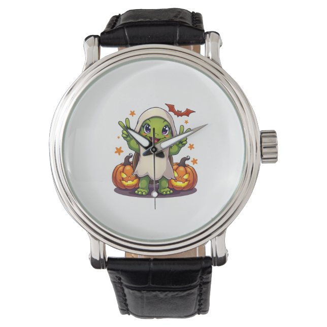Funny Turtle Ghost Pumpkin Boo Halloween Kinder Ma Horloge (Voorkant)