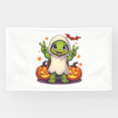 Funny Turtle Ghost Pumpkin Boo Halloween Kinder Ma Spandoek (Horizontaal)