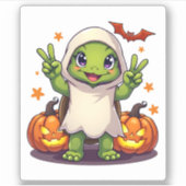 Funny Turtle Ghost Pumpkin Boo Halloween Kinder Ma Sticker (Voorkant)