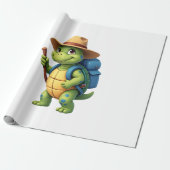 Funny Turtle Hiking Graphic Camping Lover Adventur Cadeaupapier (Uitgerold)