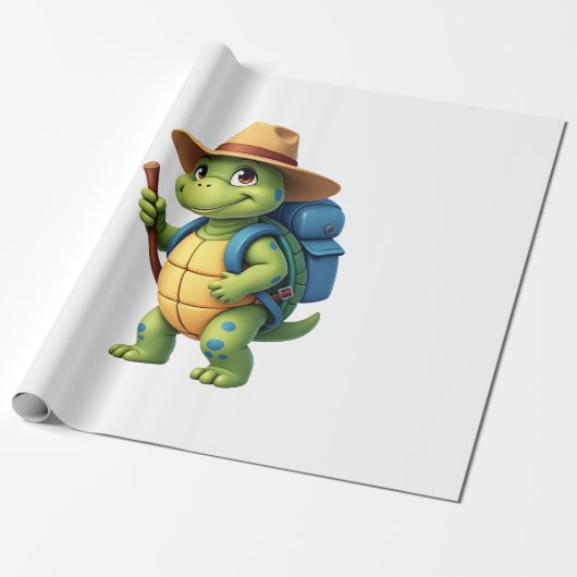 Funny Turtle Hiking Graphic Camping Lover Adventur Cadeaupapier (Uitgerold)