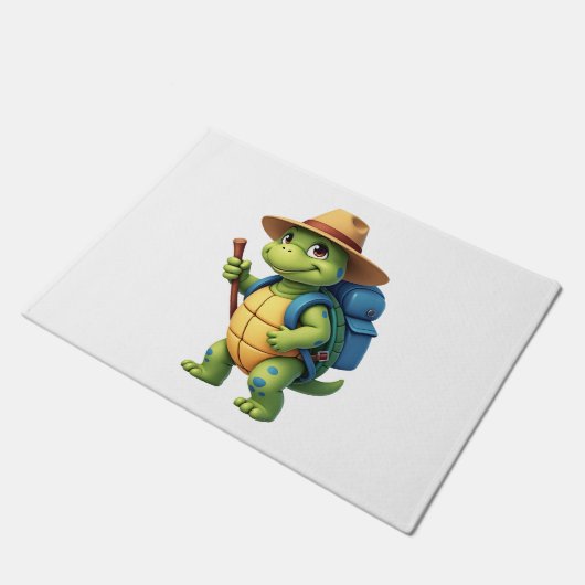 Funny Turtle Hiking Graphic Camping Lover Adventur Deurmat (Schuin)
