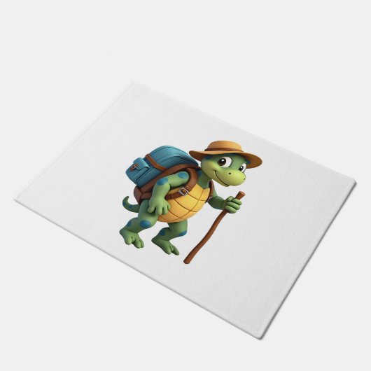 Funny Turtle Hiking Graphic Camping Lover Adventur Deurmat (Schuin)