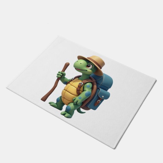 Funny Turtle Hiking Graphic Camping Lover Adventur Deurmat (Schuin)
