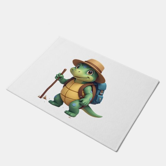 Funny Turtle Hiking Graphic Camping Lover Adventur Deurmat (Schuin)