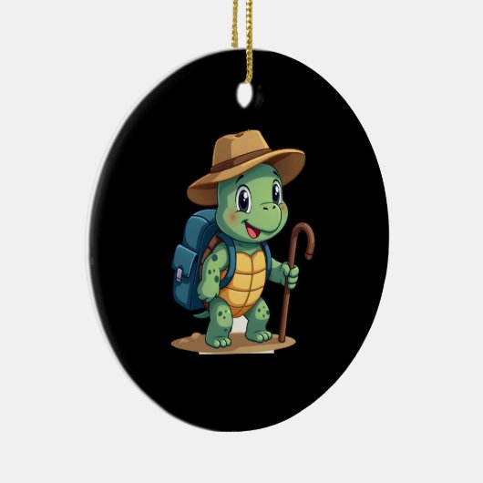Funny Turtle Hiking Graphic Camping Lover Adventur Keramisch Ornament (Rechts)
