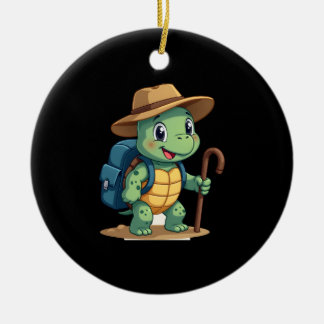Funny Turtle Hiking Graphic Camping Lover Adventur Keramisch Ornament