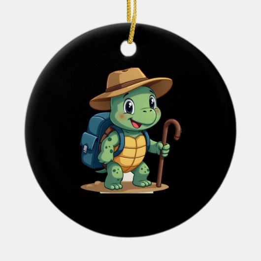 Funny Turtle Hiking Graphic Camping Lover Adventur Keramisch Ornament (Voorkant)