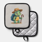 Funny Turtle Hiking Graphic Camping Lover Adventur Pannenlap (Voorkant / Achterkant)