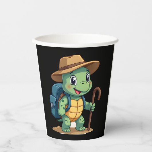 Funny Turtle Hiking Graphic Camping Lover Adventur Papieren Bekers (Voorkant)