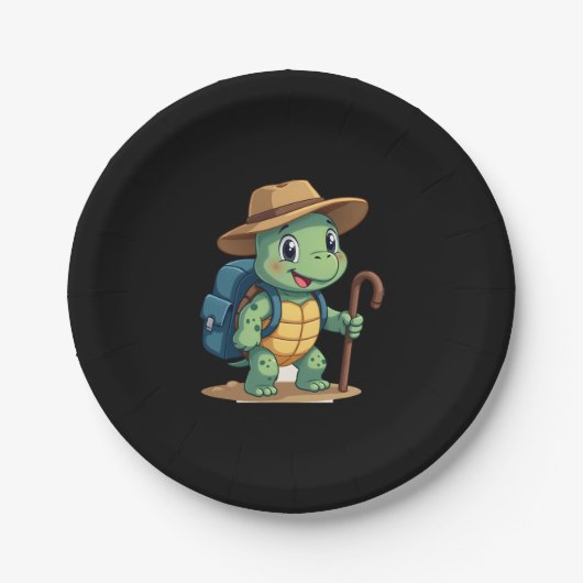 Funny Turtle Hiking Graphic Camping Lover Adventur Papieren Bordje (Voorkant)