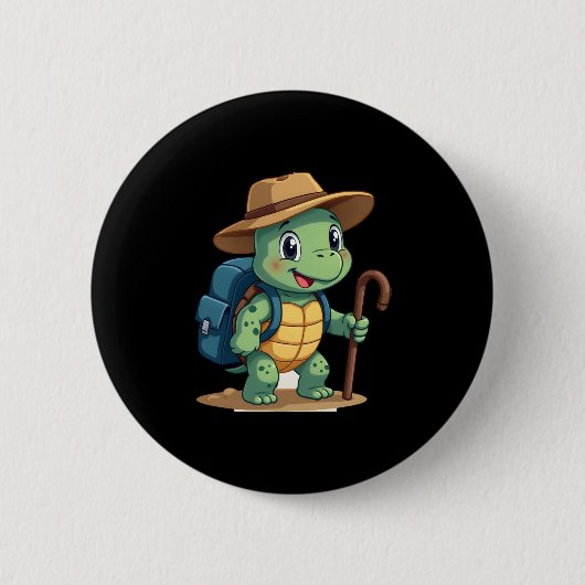 Funny Turtle Hiking Graphic Camping Lover Adventur Ronde Button 5,7 Cm (Voorkant)