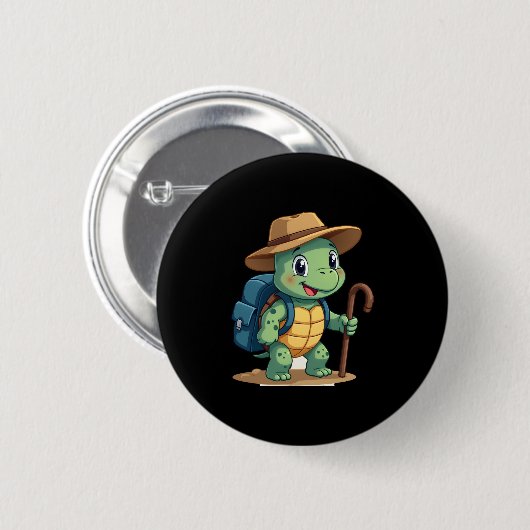 Funny Turtle Hiking Graphic Camping Lover Adventur Ronde Button 5,7 Cm (Voorkant /achterkant)