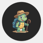 Funny Turtle Hiking Graphic Camping Lover Adventur Ronde Sticker (Voorkant)